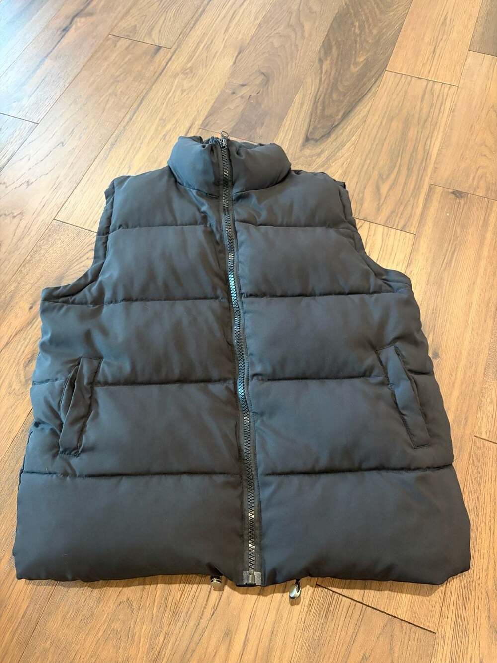 Fashion Puffer Vest Black Zip Up Stand Collar XCFS-H00618-SM
